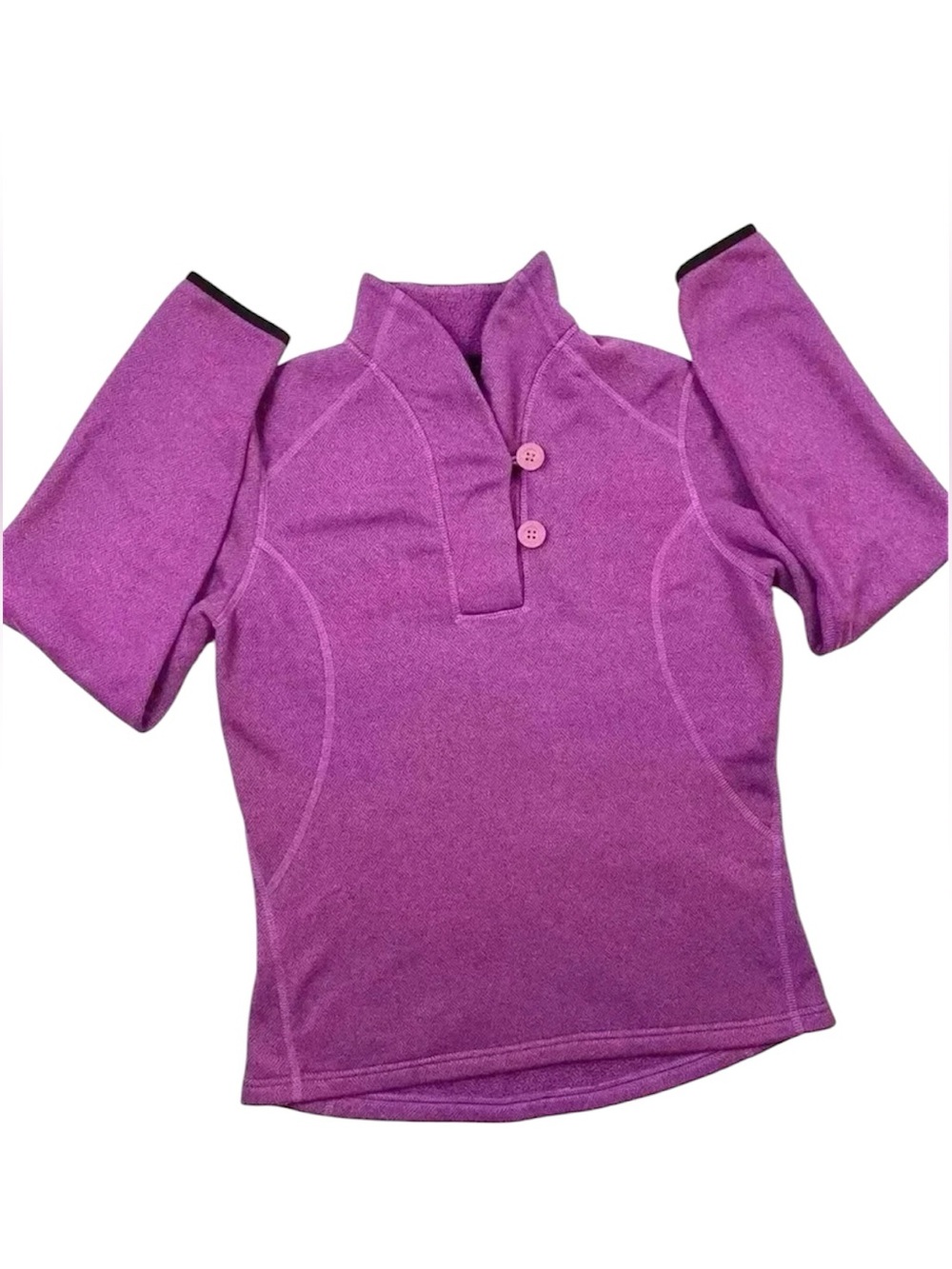 The North Face Purple Crop Button VNeck Round Bottom Fleece Line Pullover Size M